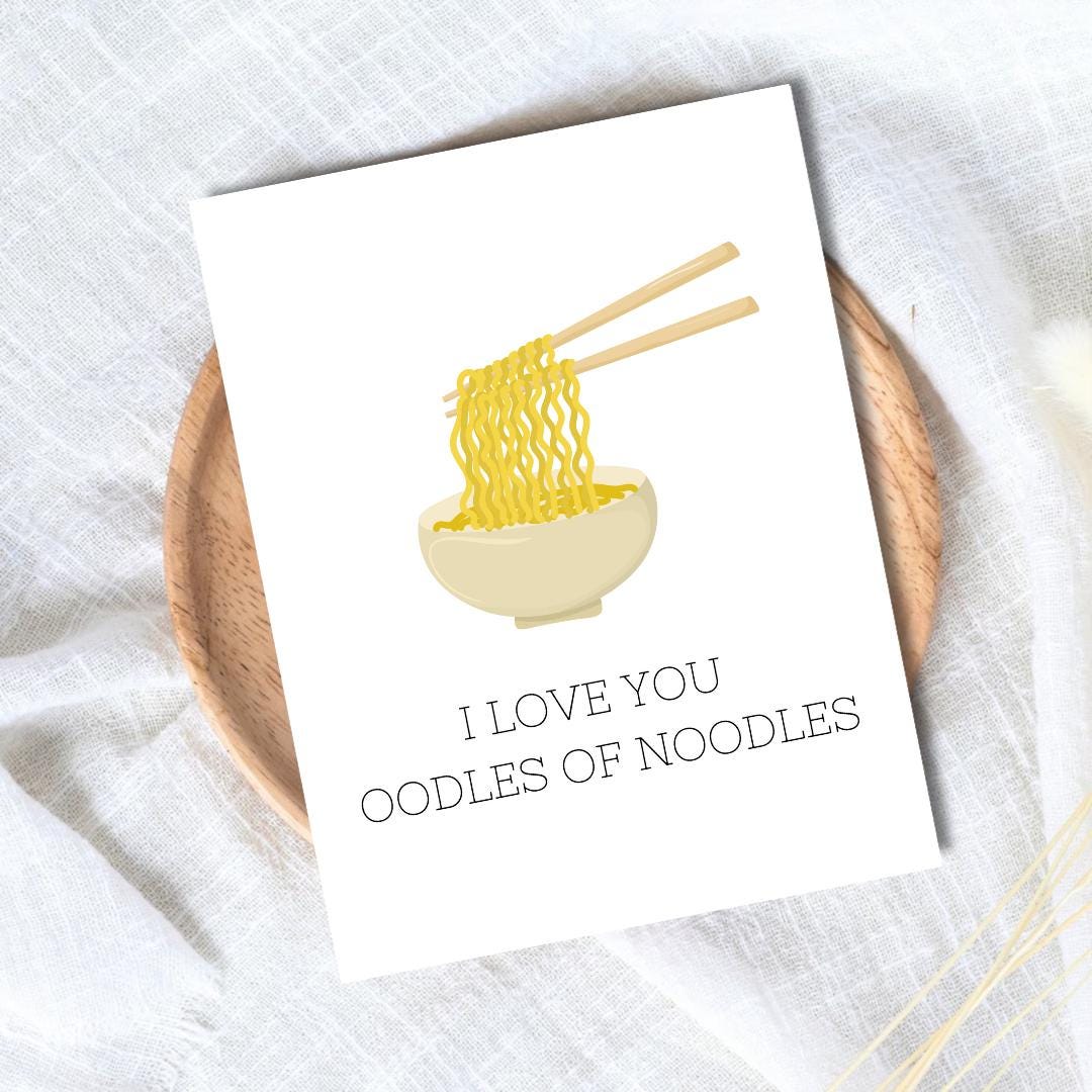 I Love You Oodles Of Noodles Card | Noodles Cup Ramen Card | Birthday Card For Husband Wife Mom Dad | Funny Birthday Card | Greeting Card