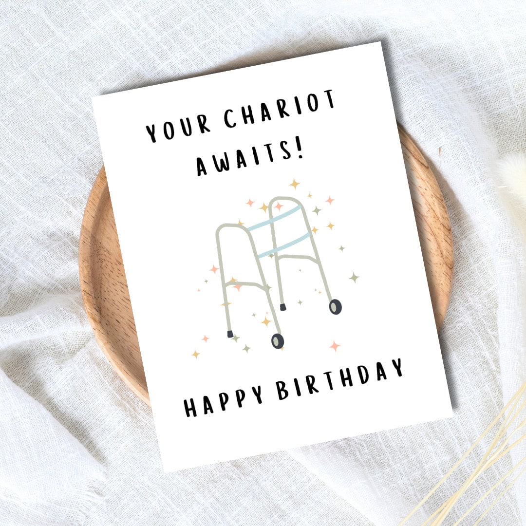 Your Chariot Awaits Birthday Card Funny 60th 70th 80th Dad Birthday Card | Funny Punny Birthday Card Husband Wife Boyfriend Grandfather