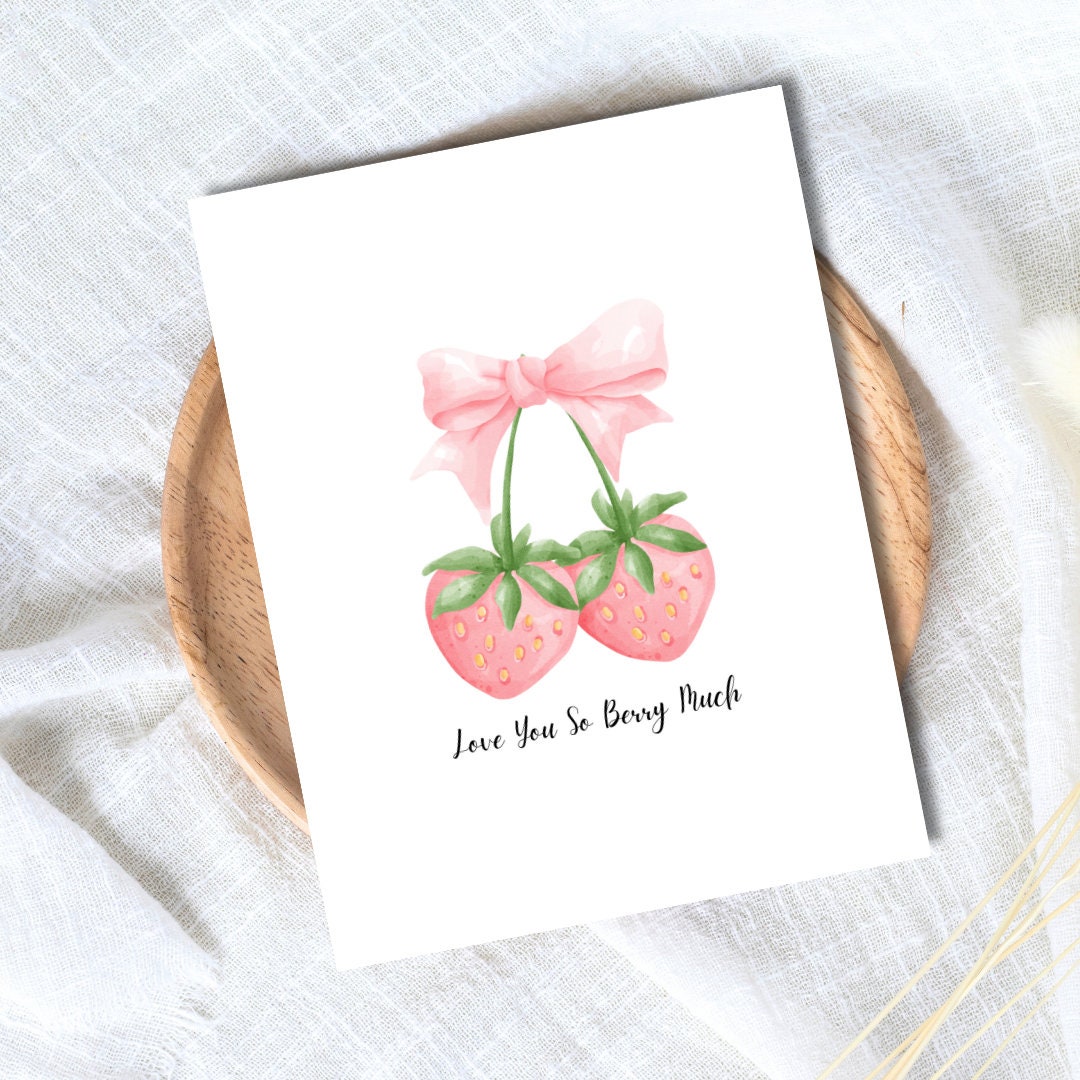 Love You So Berry Much Card | Cute Love Card | Bestie Strawberry Card | Birthday Gift for Wife Husband | Valentines Card For Her Him