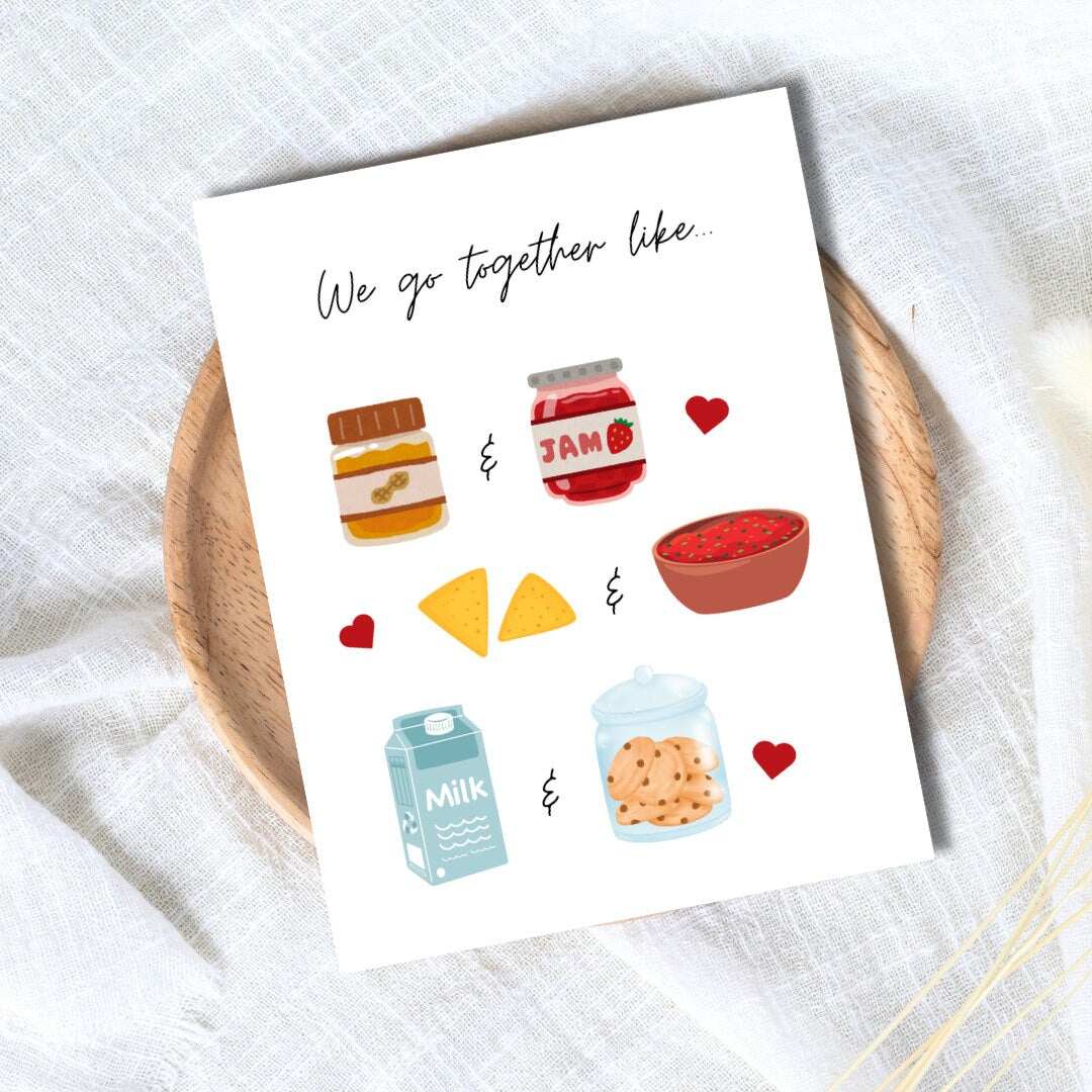 We Go Together Like Birthday Valentine's Card Love Card Heartfelt Wedding/Dating Anniversary For Husband Wife Boyfriend Girlfriend Him
