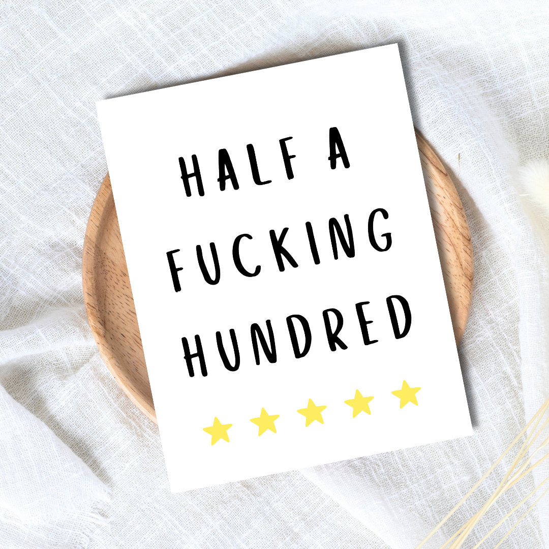 50th birthday card, Fiftieth birthday card, milestone birthday card, 50th birthday gift, gift for men, half a hundred, rude birthday card