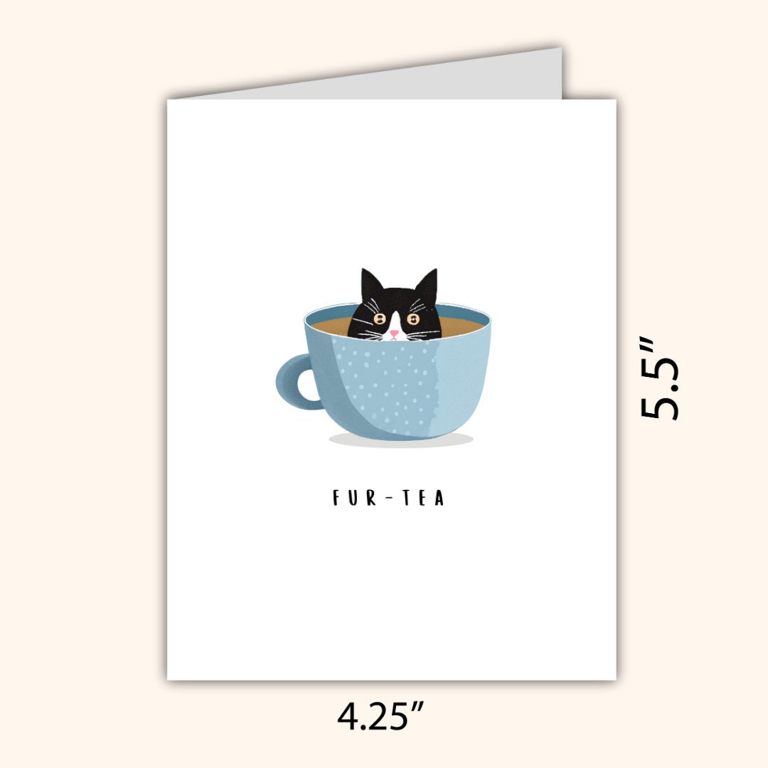 Funny 30th Birthday Card | fur-tea Cat Birthday Card | Thirty | Cat Lover | Funny Thirtieth Birthday Card | Funny Cat Pun | Humorous Card