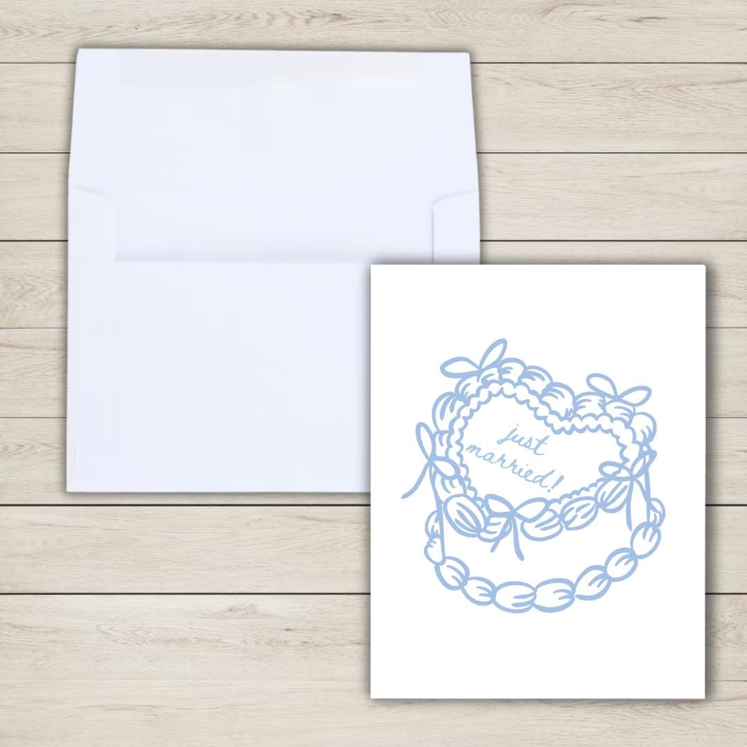 Just Married Cute Congrats Engagement Card For Newly Married or Engaged Couple, Wedding Card For Her, Engagement Card For Sister, Cousin