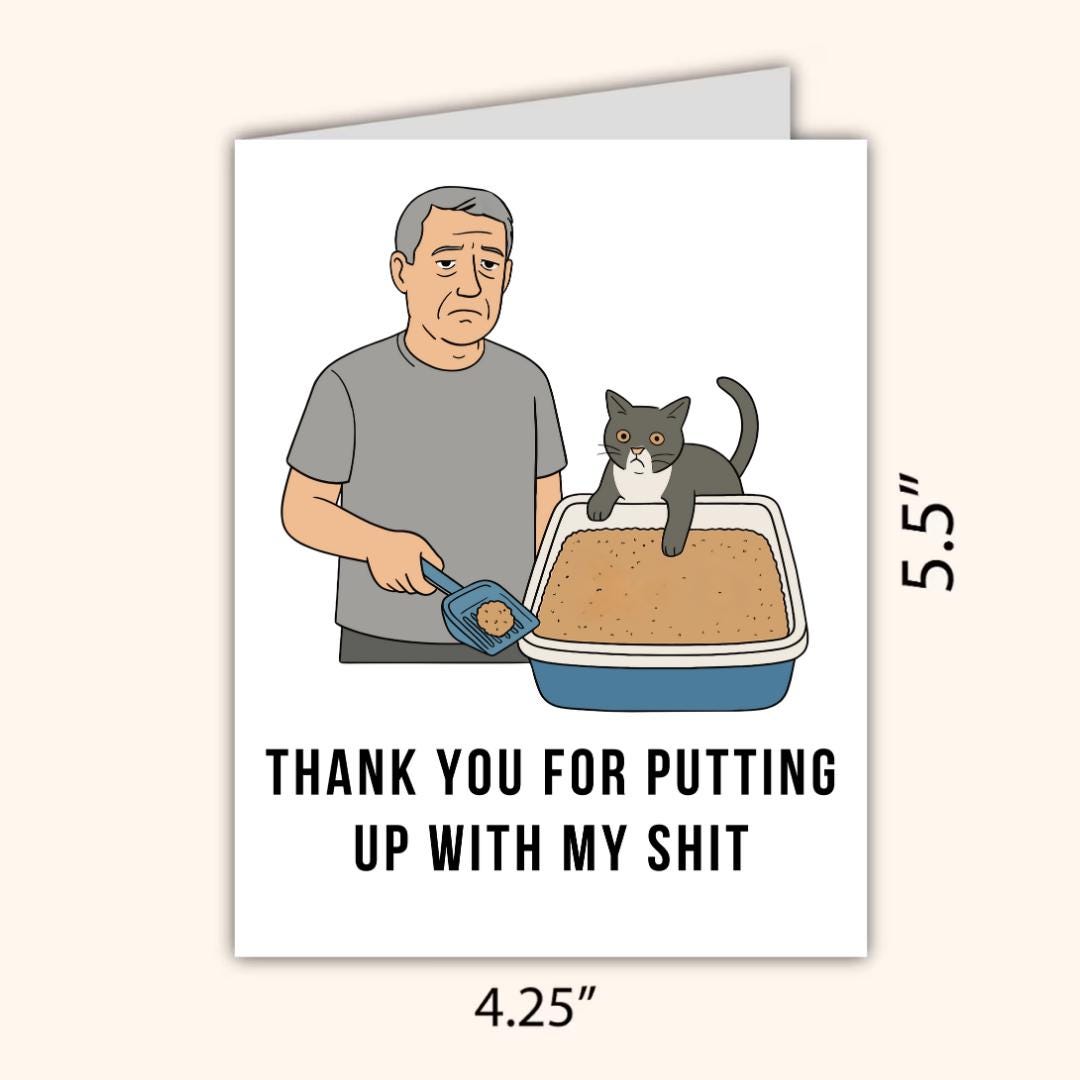 Put Up With My Sh*t Cat Dad Father's Day Card | Funny Fathers Day Card For Dad Grandad Husband | Dad Birthday | Cute Grandpa Grandfather