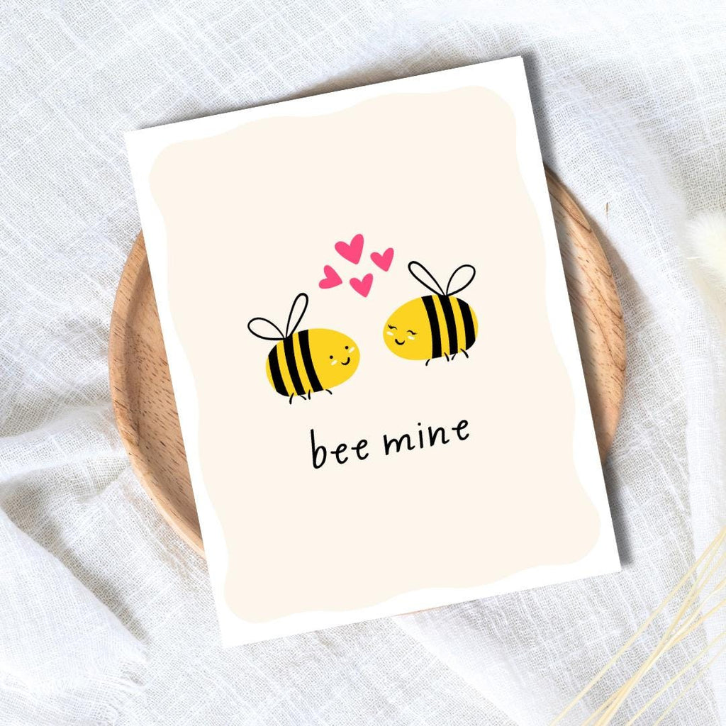 Bee Mine Valentine's Day Card | In Love Card | Valentine's Card for Her Him Wife Husband Boyfriend Fiance | Valentines Gift For Him Her