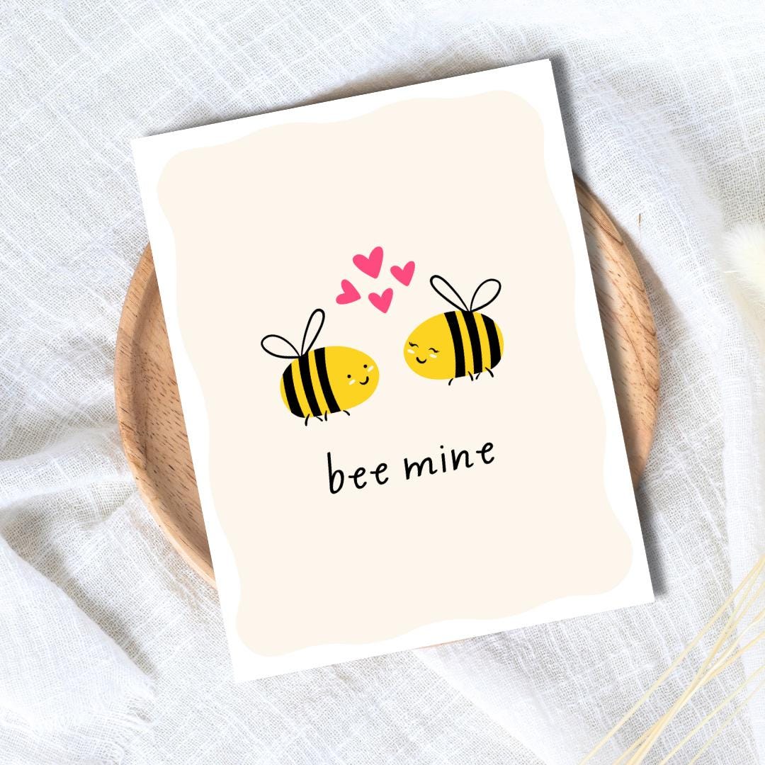 Bee Mine Valentine's Day Card | In Love Card | Valentine's Card for Her Him Wife Husband Boyfriend Fiance | Valentines Gift For Him Her