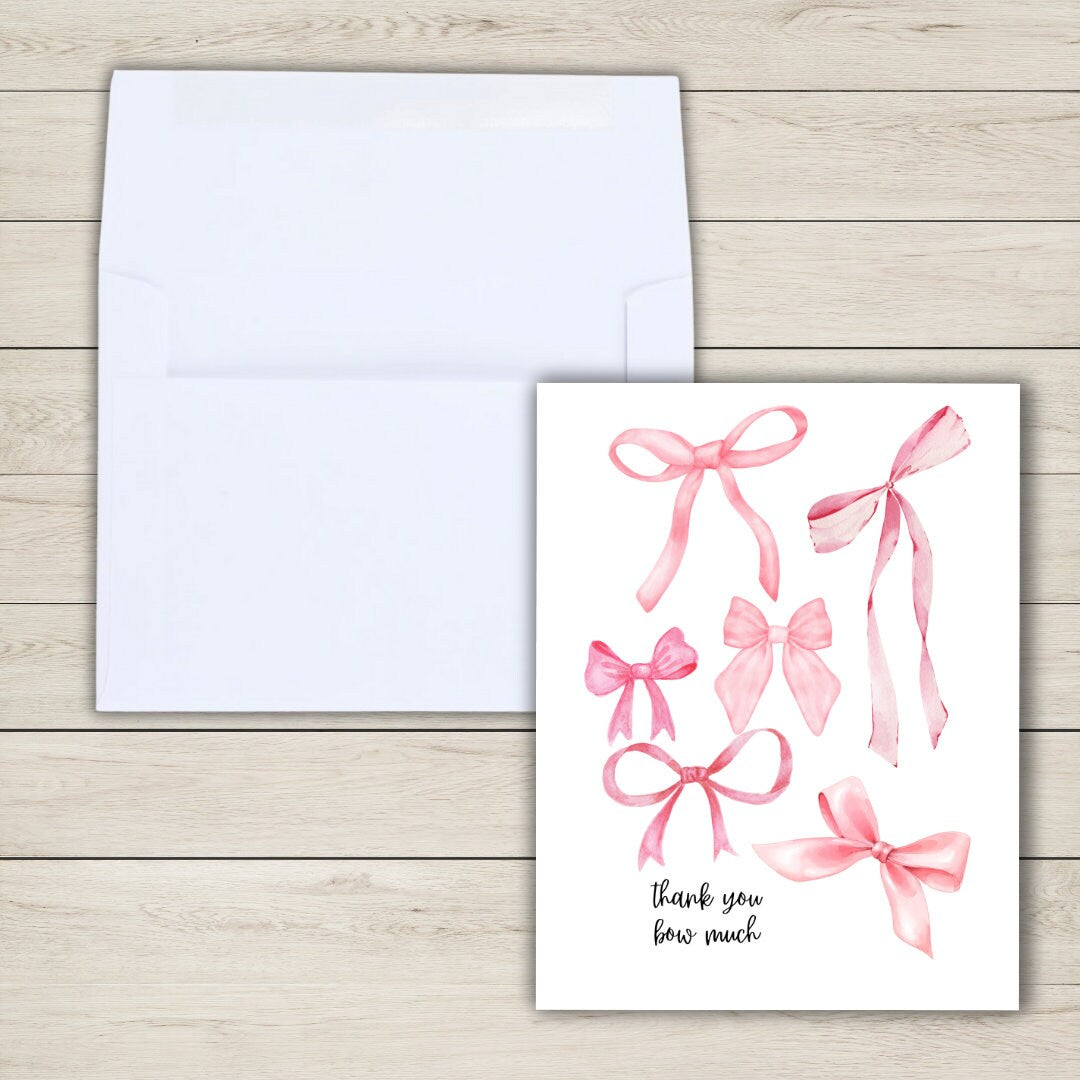 I Love You Bow Much Card | Pink Bow Coquette Card | Funny Birthday Card | Birthday Gift for Wife Husband | Valentines Card For Her Him