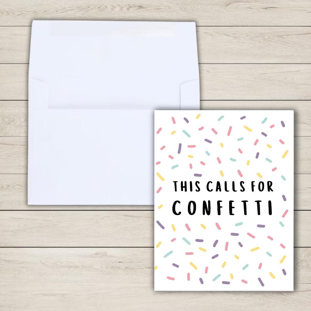 This Calls For Confetti Card Funny Gift For Her Him Funny Congratulations Card, Graduation, Well Done, New Job, Promotion, Goodbye Card