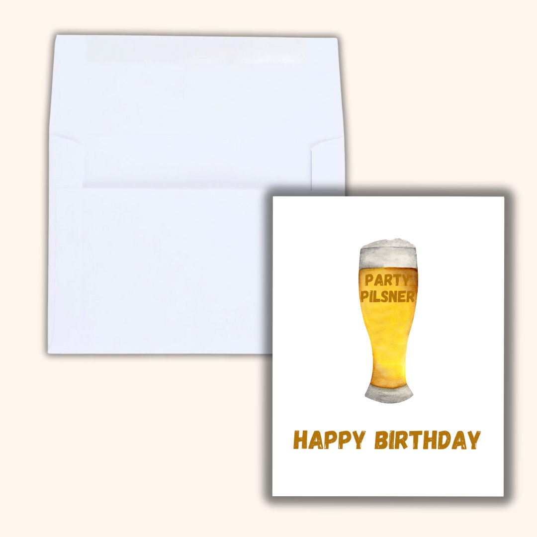 Funny Beer Bottle Party Pilsner Birthday Card For Dad - Cider Bottle Card - Larger Bottle Card - Birthday Card, Mum, Son, Daughter, Friend