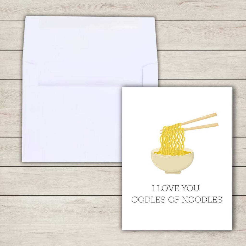 I Love You Oodles Of Noodles Card | Noodles Cup Ramen Card | Birthday Card For Husband Wife Mom Dad | Funny Birthday Card | Greeting Card