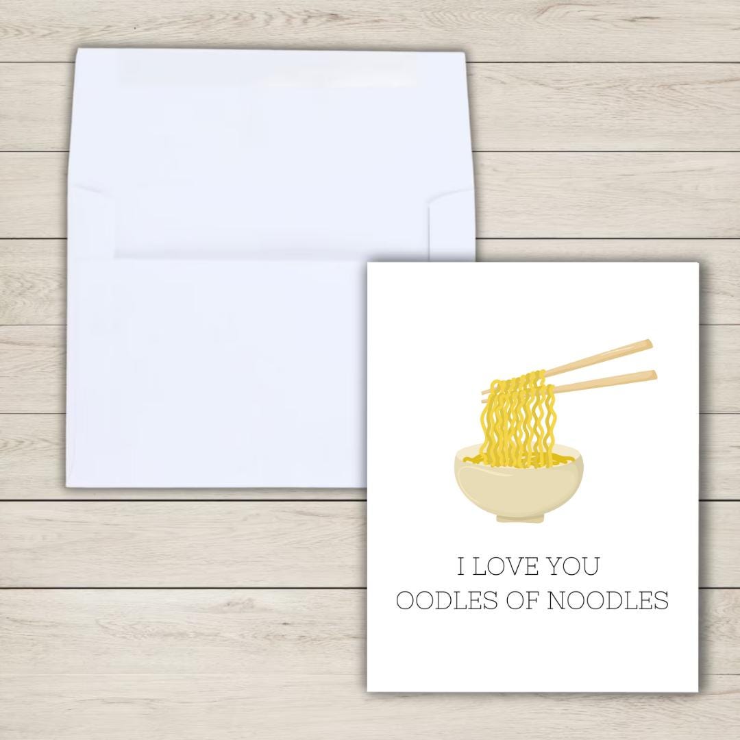 I Love You Oodles Of Noodles Card | Noodles Cup Ramen Card | Birthday Card For Husband Wife Mom Dad | Funny Birthday Card | Greeting Card