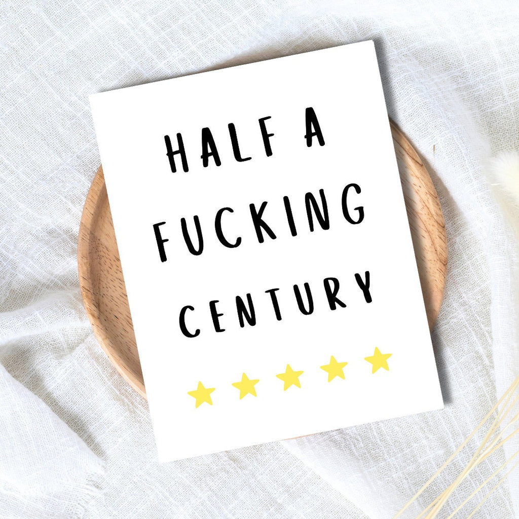 50th birthday card, Fiftieth birthday card, milestone birthday card, 50th birthday gift, gift for men, half a hundred, rude birthday card