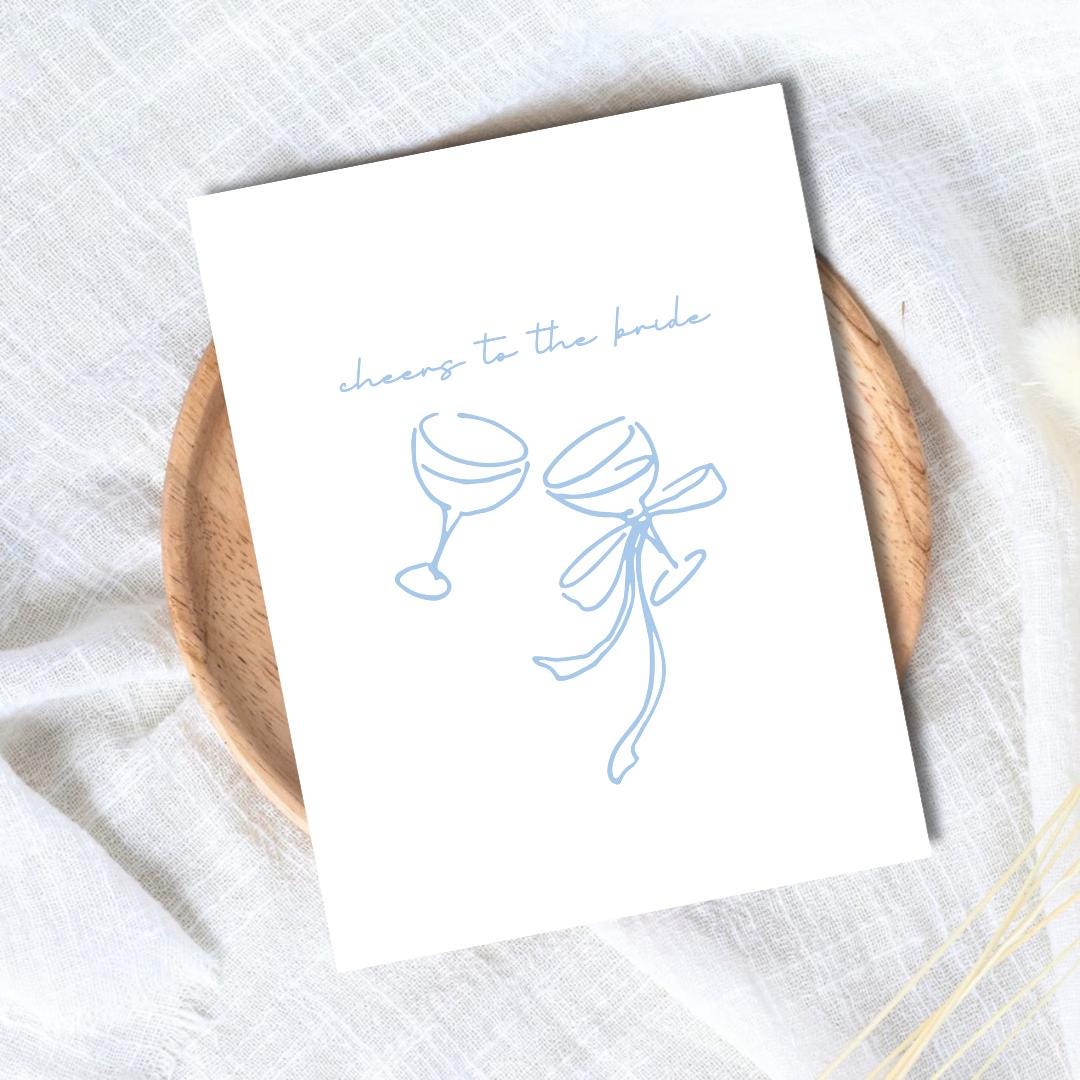 Cheers to the Bride Bridal Shower Card Newly Married or Engaged Couple, Wedding Card For Her, Engagement Card For Sister, Cousin