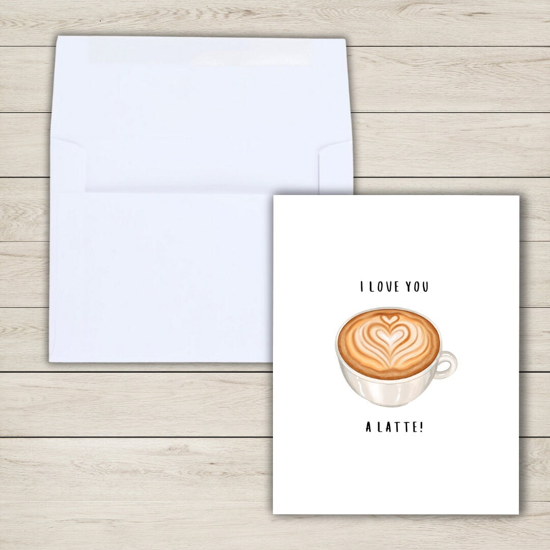 I Love You A Latte Card | Cute Love Card | Thanks A Latte Card Birthday Gift for Wife Husband | Valentines Card For Her Him