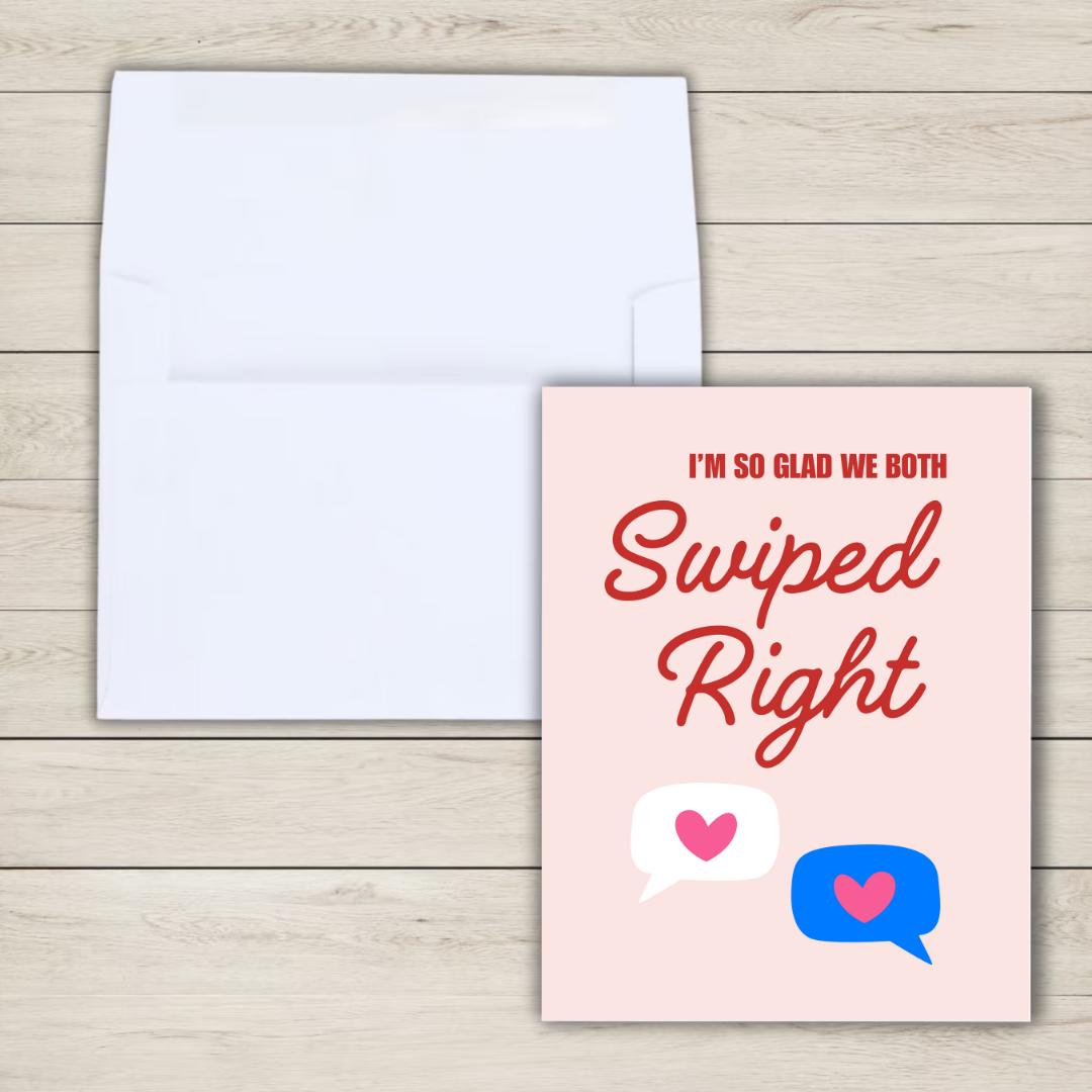I'm So Glad We Both Swiped Right Valentines Card | Funny Birthday Card | Birthday Gift for Wife Husband | Valentines Card For Her Him