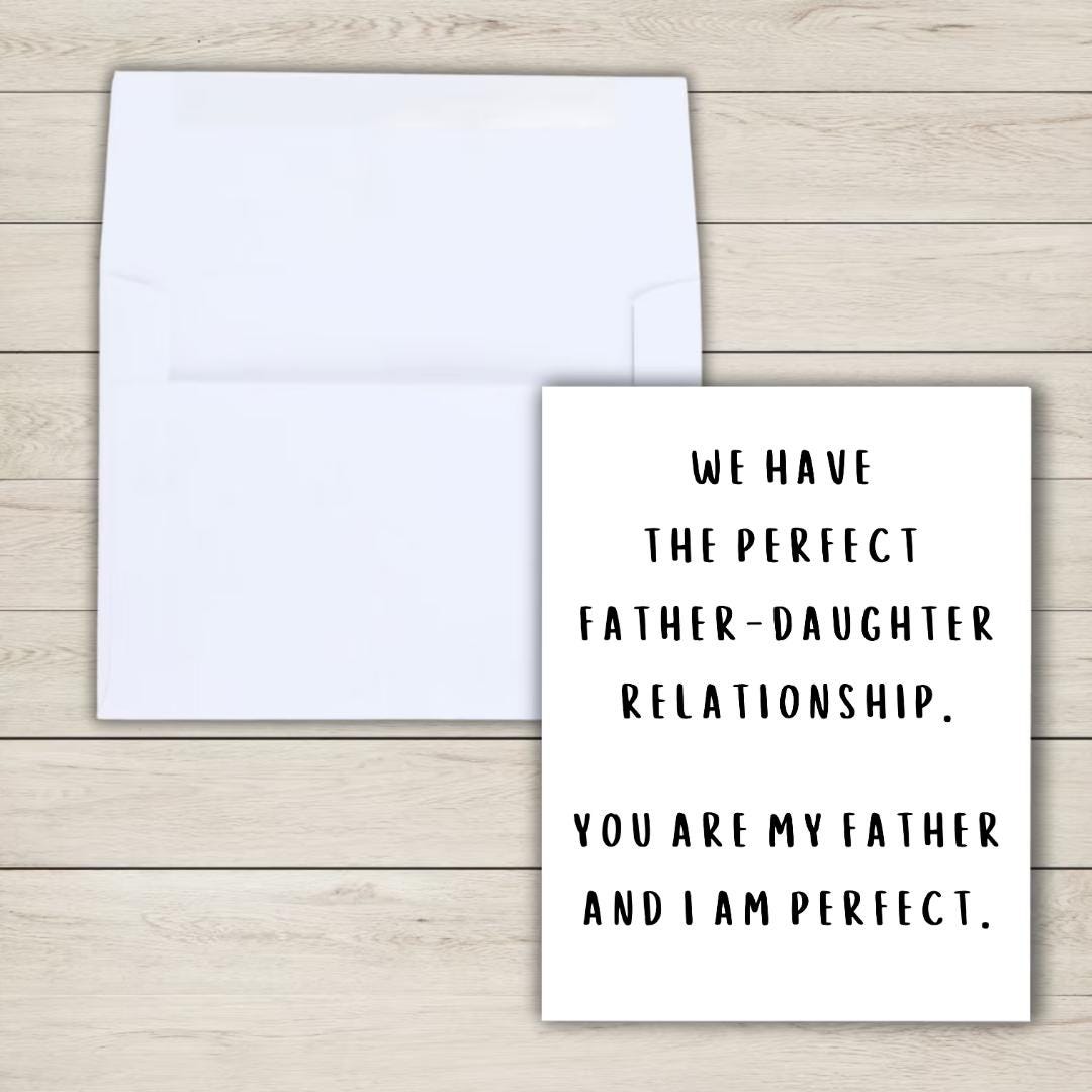 Perfect Father Daughter Relationship Father's Day Card | Funny Fathers Day Card For Dad Grandad Husband | Dad Birthday | Cute Daddy Grandpa