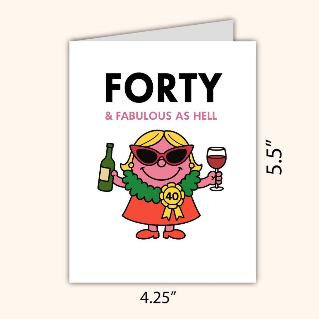 Miss Forty & Fabulous Funny 40th Birthday Card, milestone birthday card, 40th birthday gift for Women, Funny Card For Friend, prosecco card