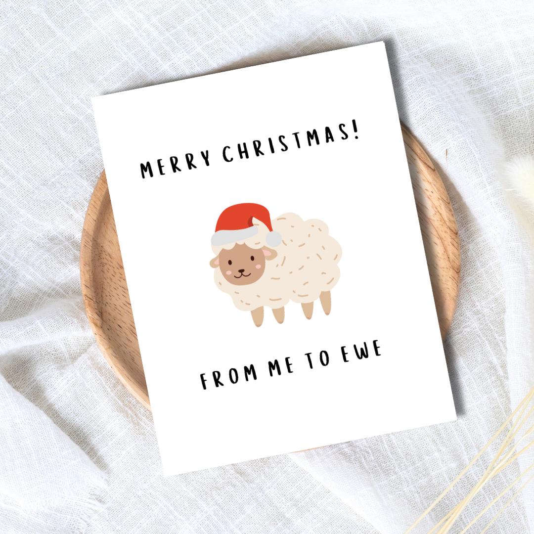 Christmas Sheep Card | Cute Christmas Card For Bestie Husband Wife Boyfriend Girlfriend Mom Dad Friend Family | Christmas Gifted For Him/Her