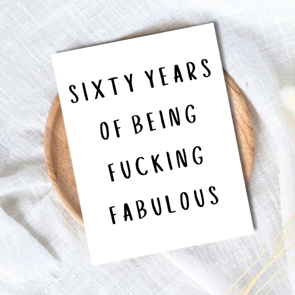 60th birthday card, Sixtieth birthday card, milestone birthday card, 60th birthday gift, gift for men, half a hundred, rude birthday card