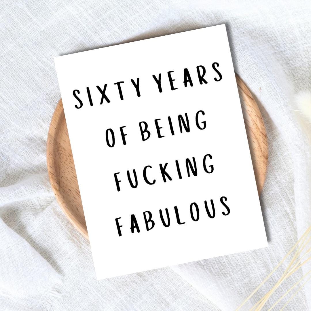 60th birthday card, Sixtieth birthday card, milestone birthday card, 60th birthday gift, gift for men, half a hundred, rude birthday card
