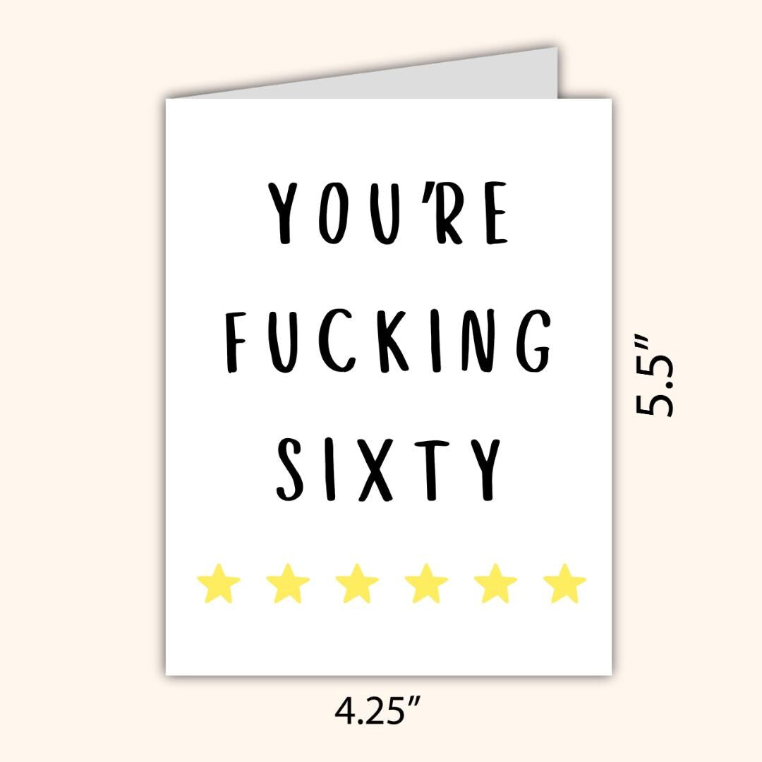 60th birthday card, Sixtieth birthday card, milestone birthday card, 60th birthday gift, gift for men, half a hundred, rude birthday card
