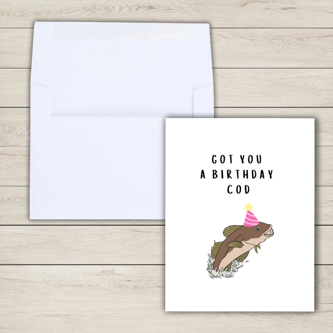 Funny Birthday Cod Birthday Card | Card For Him | Funny Rude Birthday Card | Birthday Gift for Dad or Boyfriend | Birthday Card | Funny Card