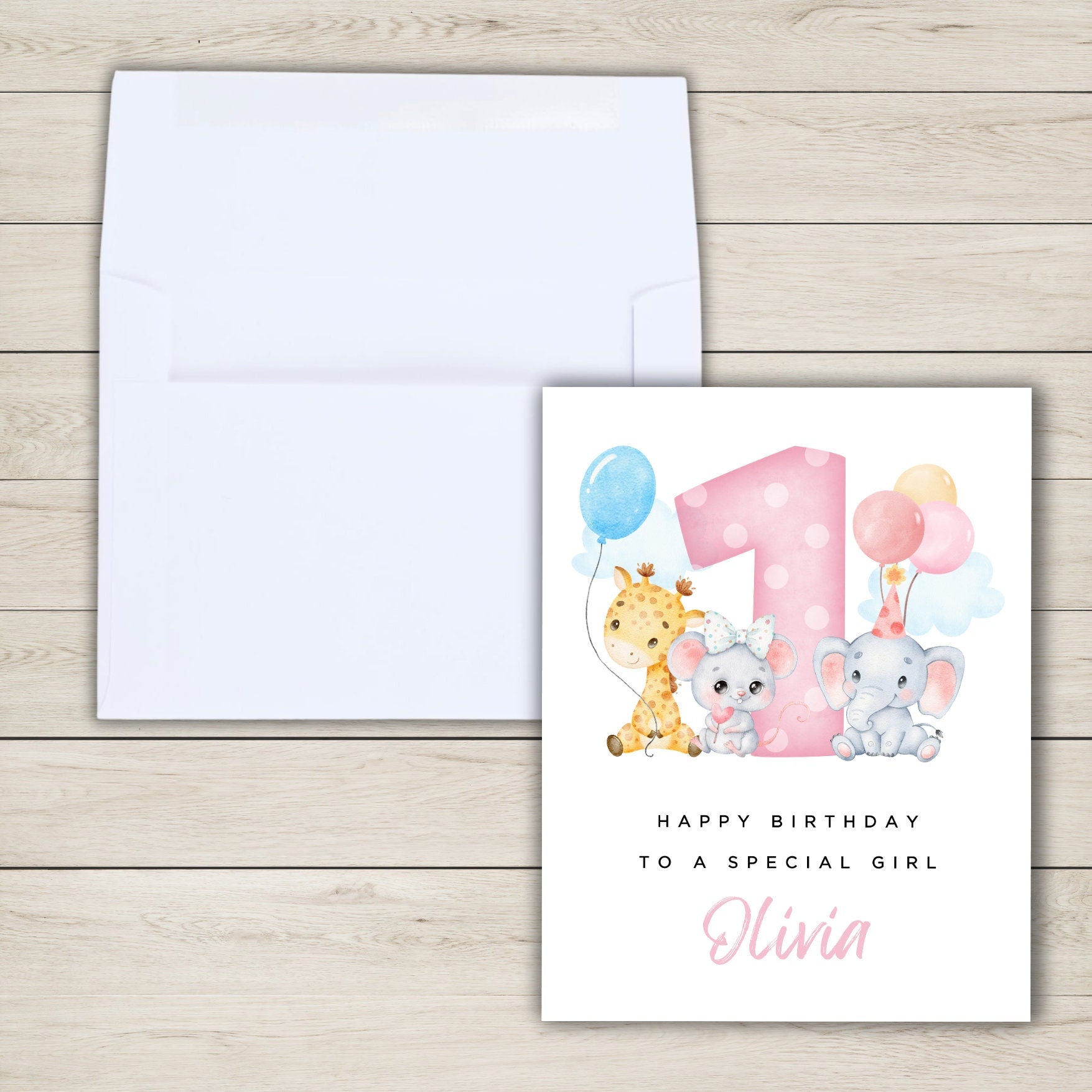 Personalised 1st 2nd 3rd Birthday Card for Girl Daughter Niece Granddaughter Goddaughter Child Kids Personalised with Name First Birthday