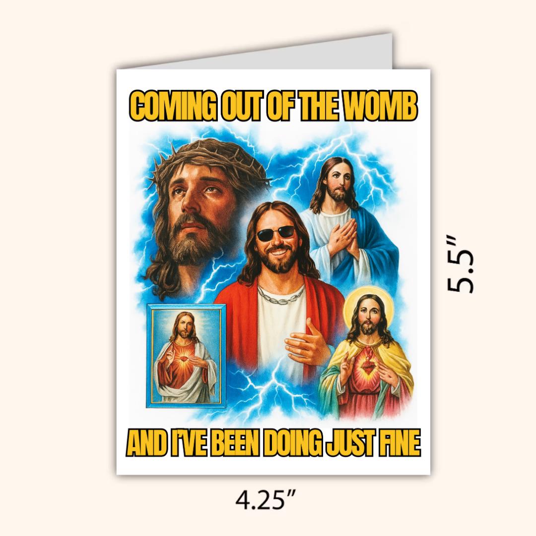 Coming Out Of The Womb Jesus Mothers Day Card, new mother card Mothers Day, Mum Mothers Day Cards For Her, Rude Funny Mothers Day Card