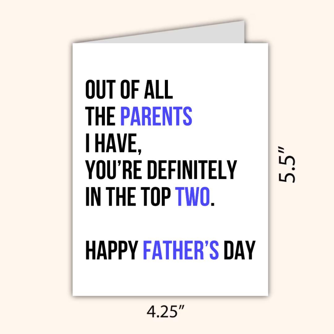Top Two Parent Father's Day Card | Funny Fathers Day Card For Dad Grandad Husband | Dad Birthday | Cute Daddy Grandpa Grandfather