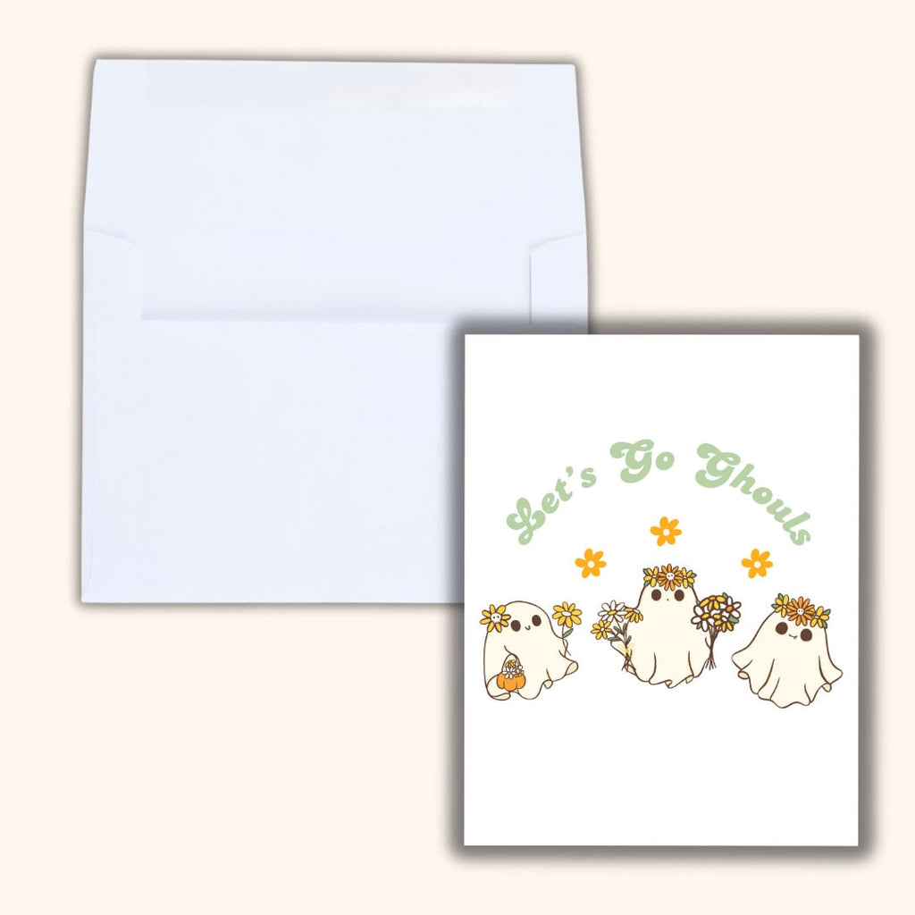 Let's Go Ghouls Spooky Halloween For Best Friends Besties Funny Cheesy Halloween Greeting Card | Halloween Decor Fall Decor bookshelf decor