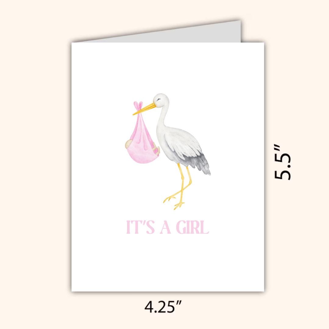 its a girl card, A New Baby Greeting Card, Pregnant, Congratulations, Baby Shower Card Daughter Niece Granddaughter Goddaughter Child Kids