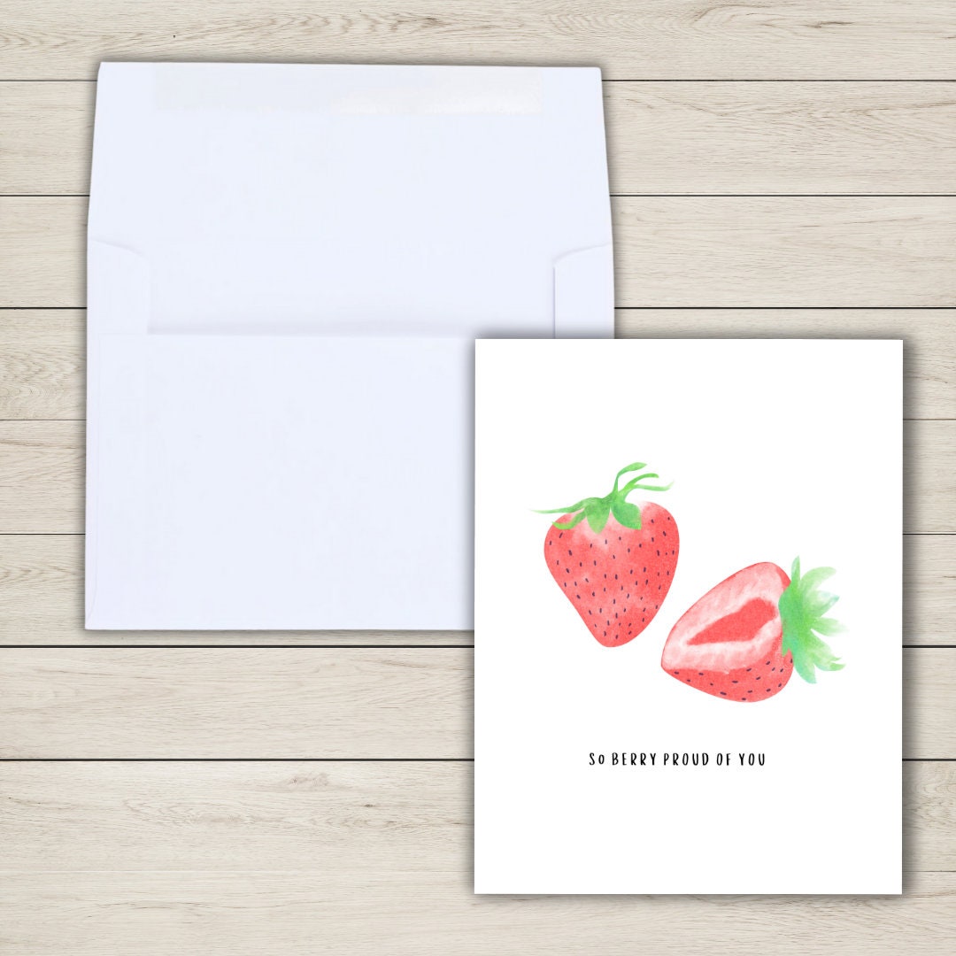 So Very Proud Of You Strawberry So Berry Proud - Funny Congratulations Card, Graduation, Well Done, New Job, Promotion Personalised Card