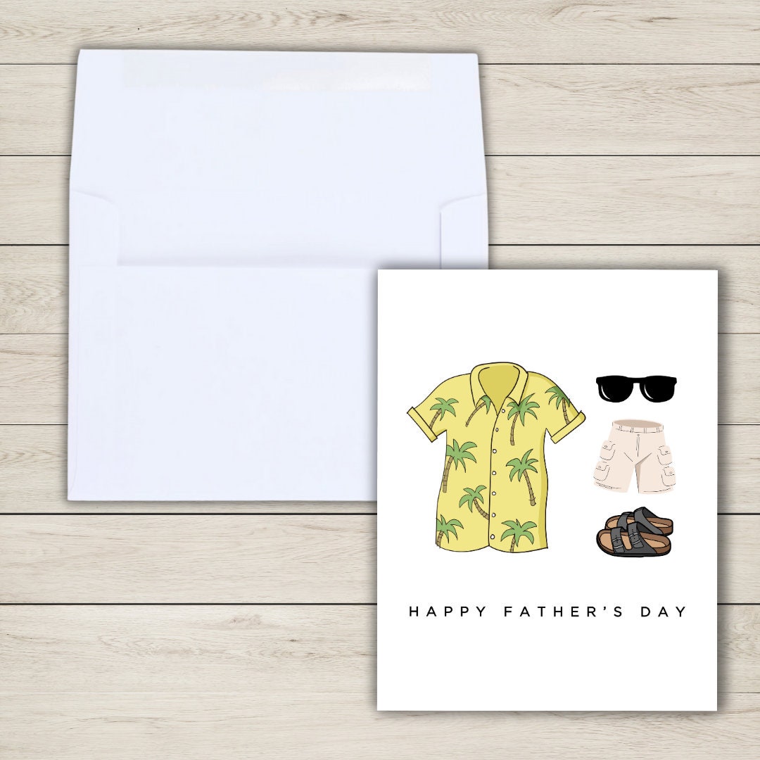 Dad's Favorite Outfit Hawaiian Shirt Cargo Shorts Sandals Father's Day Card For Dad Grandad Husband Birthday Funny Cute Daddy Grandad TV