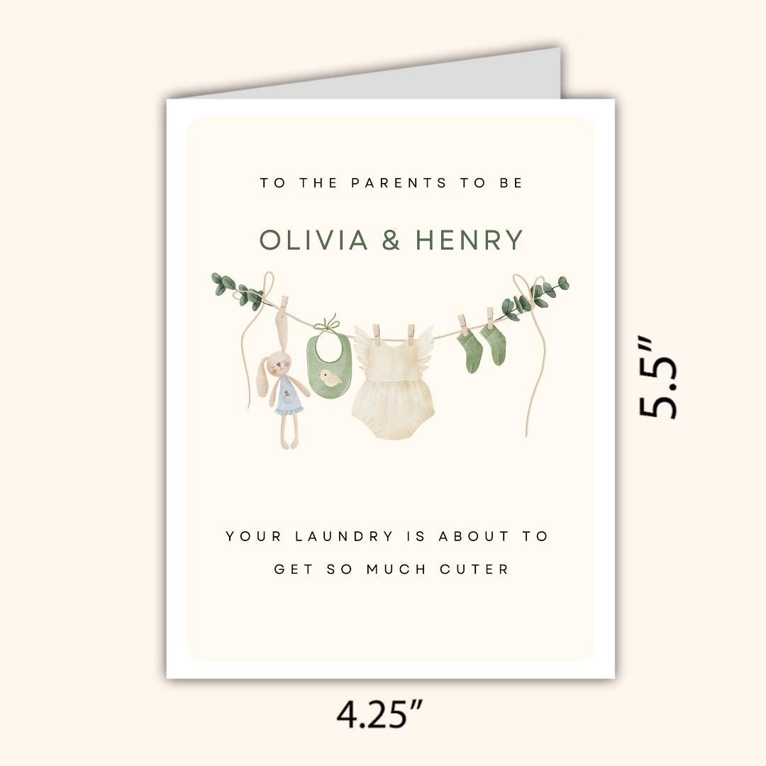 Personalized Baby Shower Card, A New Baby Card, Pregnant, Congratulations, Baby Shower Gift Daughter Niece Granddaughter Goddaughter Child
