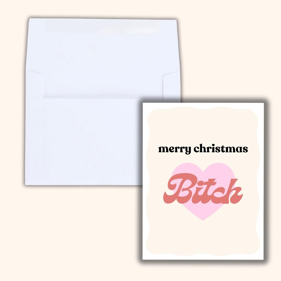 Merry Christmas B*tch, Bestie Christmas Card, Christmas Card For Best Friend, Friendship Card, Girl Bestie, gift box for friend Christmas