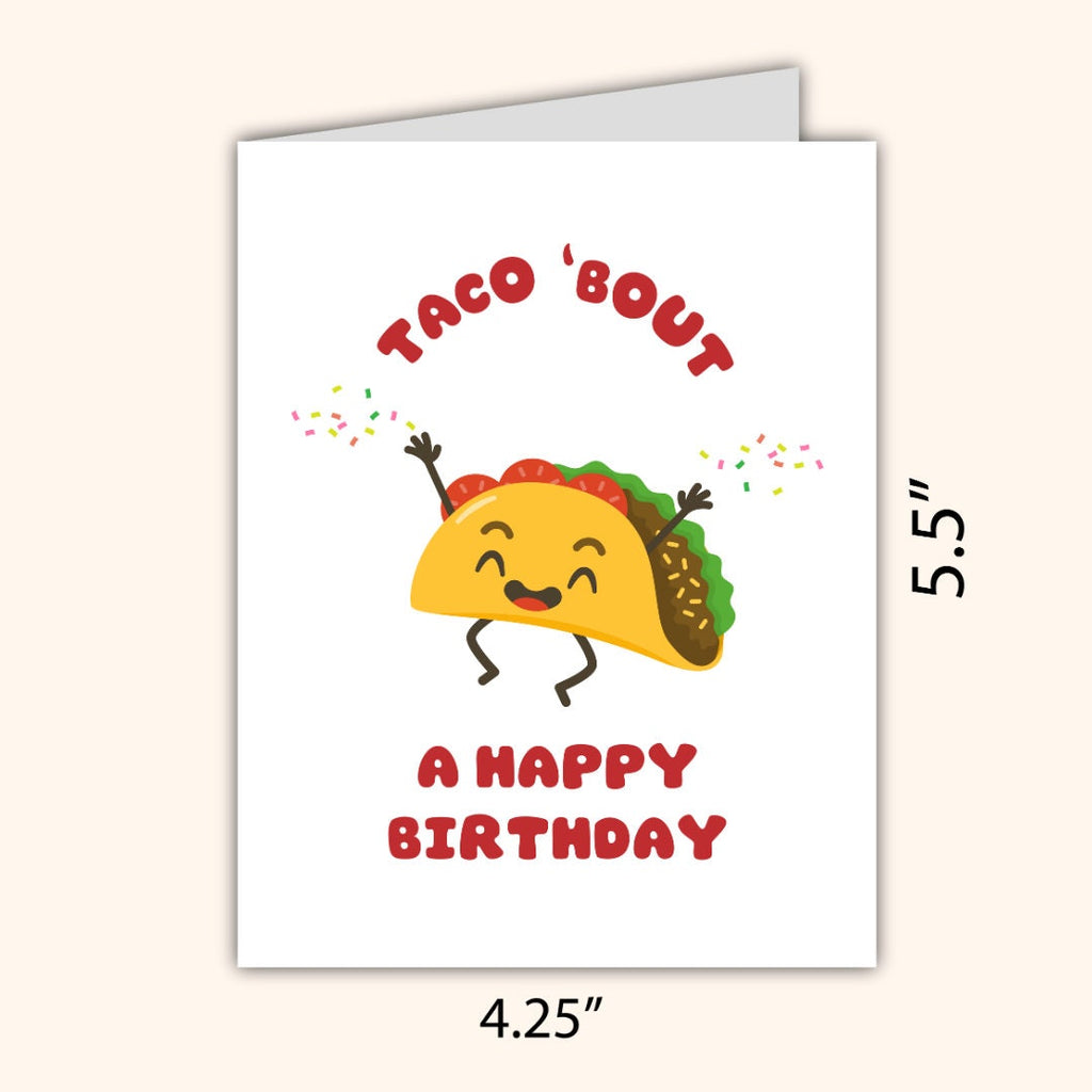 Funny Taco Birthday Card | Taco 'Bout A Happy Birthday | Funny Birthday Card | Birthday Gift for Wife Husband | Valentines Card For Her Him