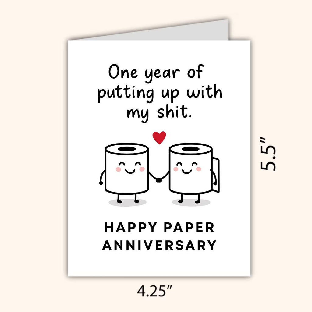One Year Paper Wedding Anniversary Card | 1 Year Anniversary Card | 1st Wedding Anniversary gift for Wife | one year anniversary card him
