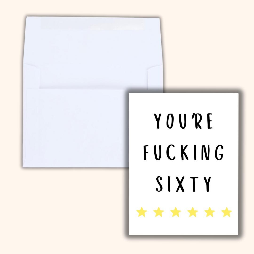 60th birthday card, Sixtieth birthday card, milestone birthday card, 60th birthday gift, gift for men, half a hundred, rude birthday card