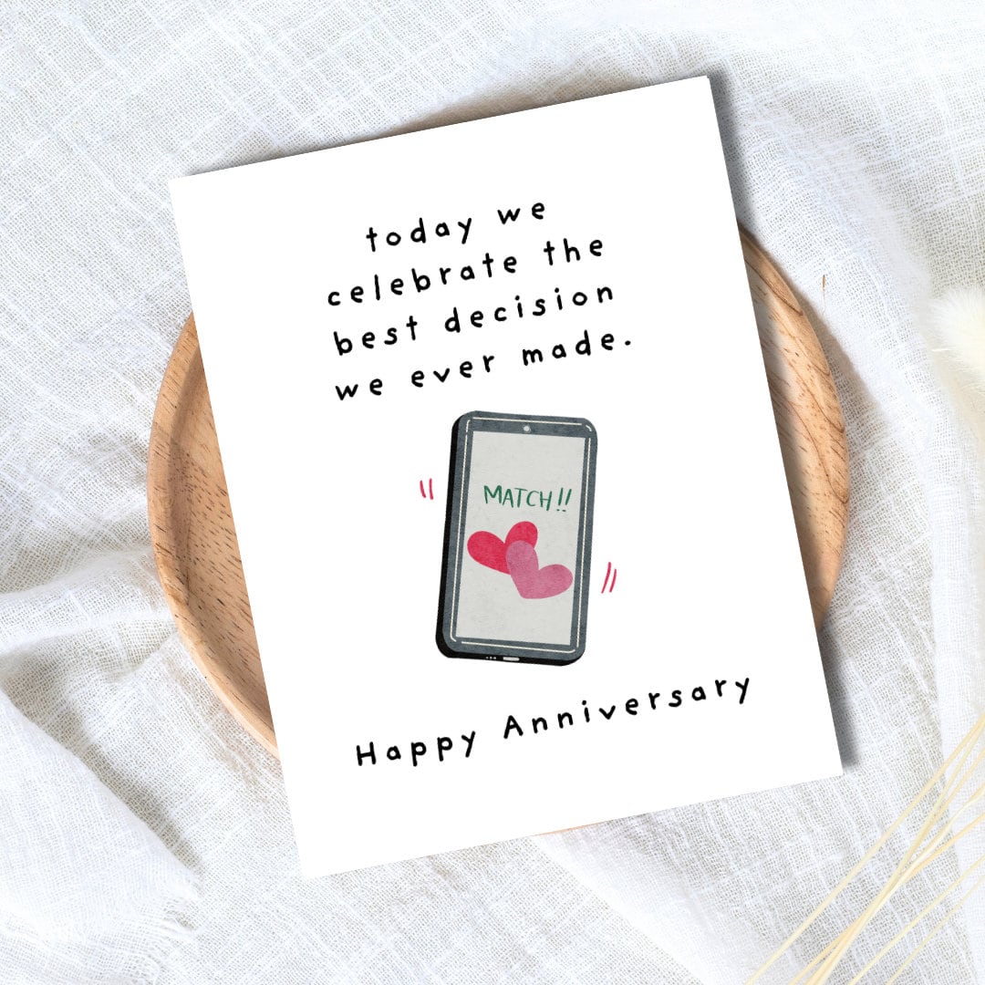 Funny Online Internet Dating Anniversary Card | Funny Anniversary Card, Wedding/dating Anniversary For Husband Wife Boyfriend Girlfriend Him
