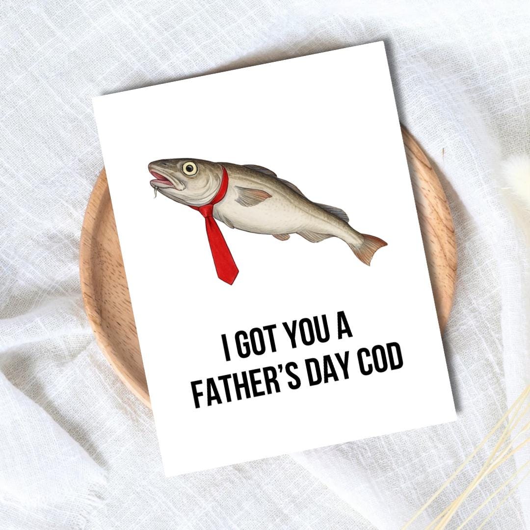 Father's Day Cod Fishing Father's Day Card | Funny Fathers Day Card For Dad Grandad Husband | Dad Birthday | Cute Daddy Grandpa Grandfather