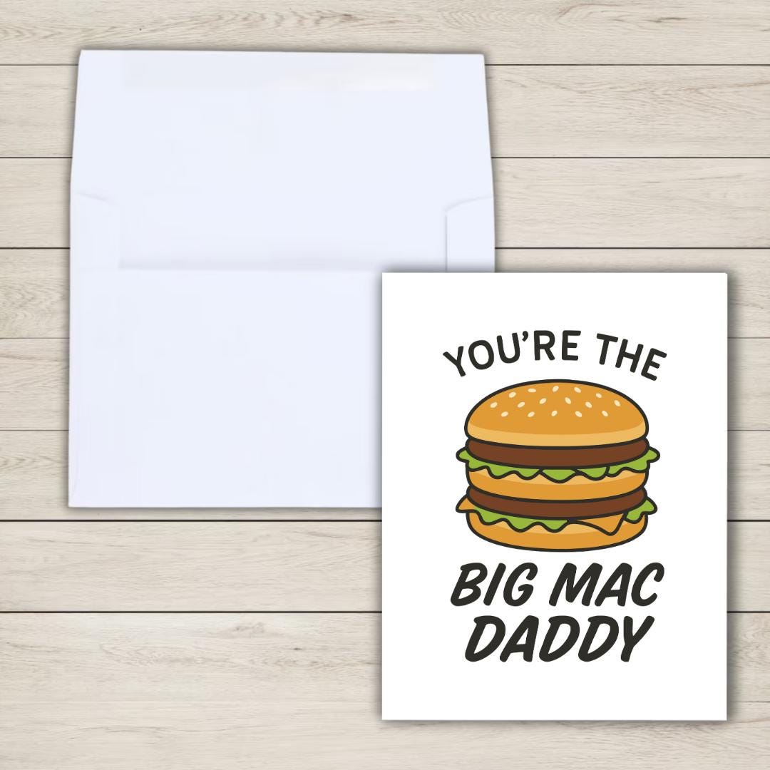 Big Mac Daddy Father's Day Card | Funny Fathers Day Card For Dad Grandad Husband | Dad Birthday | Cute Daddy Grandpa Grandfather