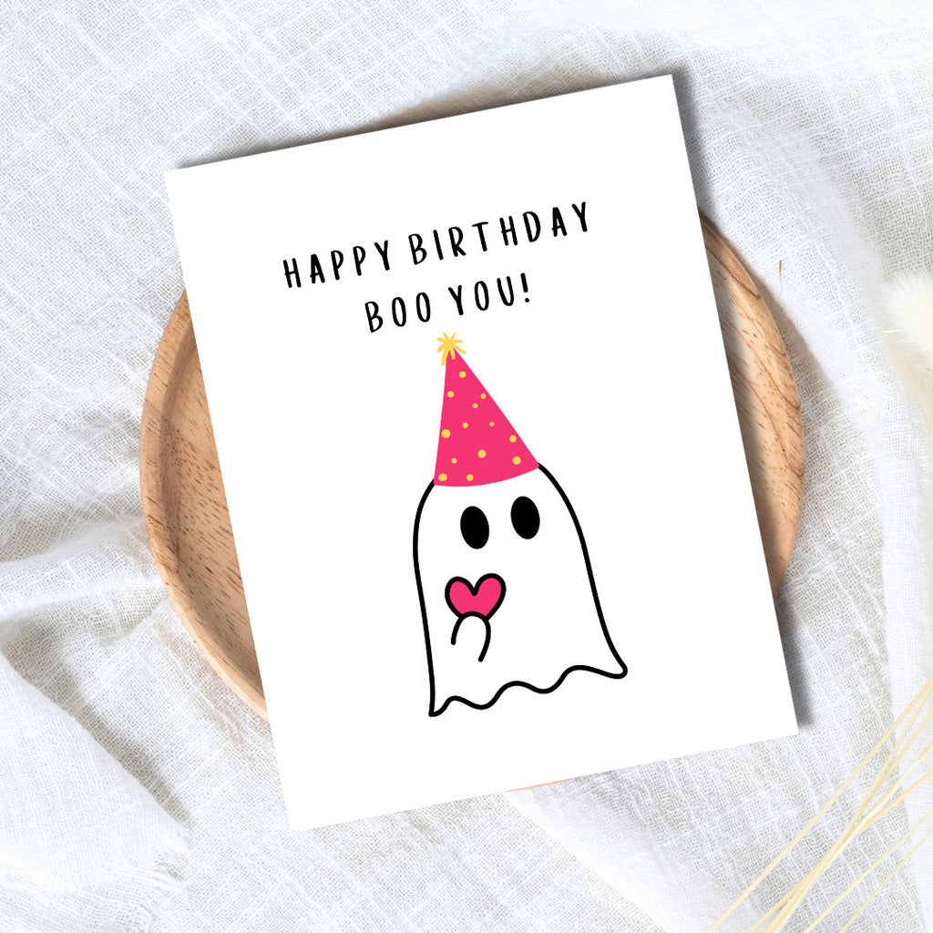 Happy Birthday Boo You | Spooky Love Halloween Card Birthday Card For Husband Wife Boyfriend Girlfriend Couples Partner Funny Birthday Card