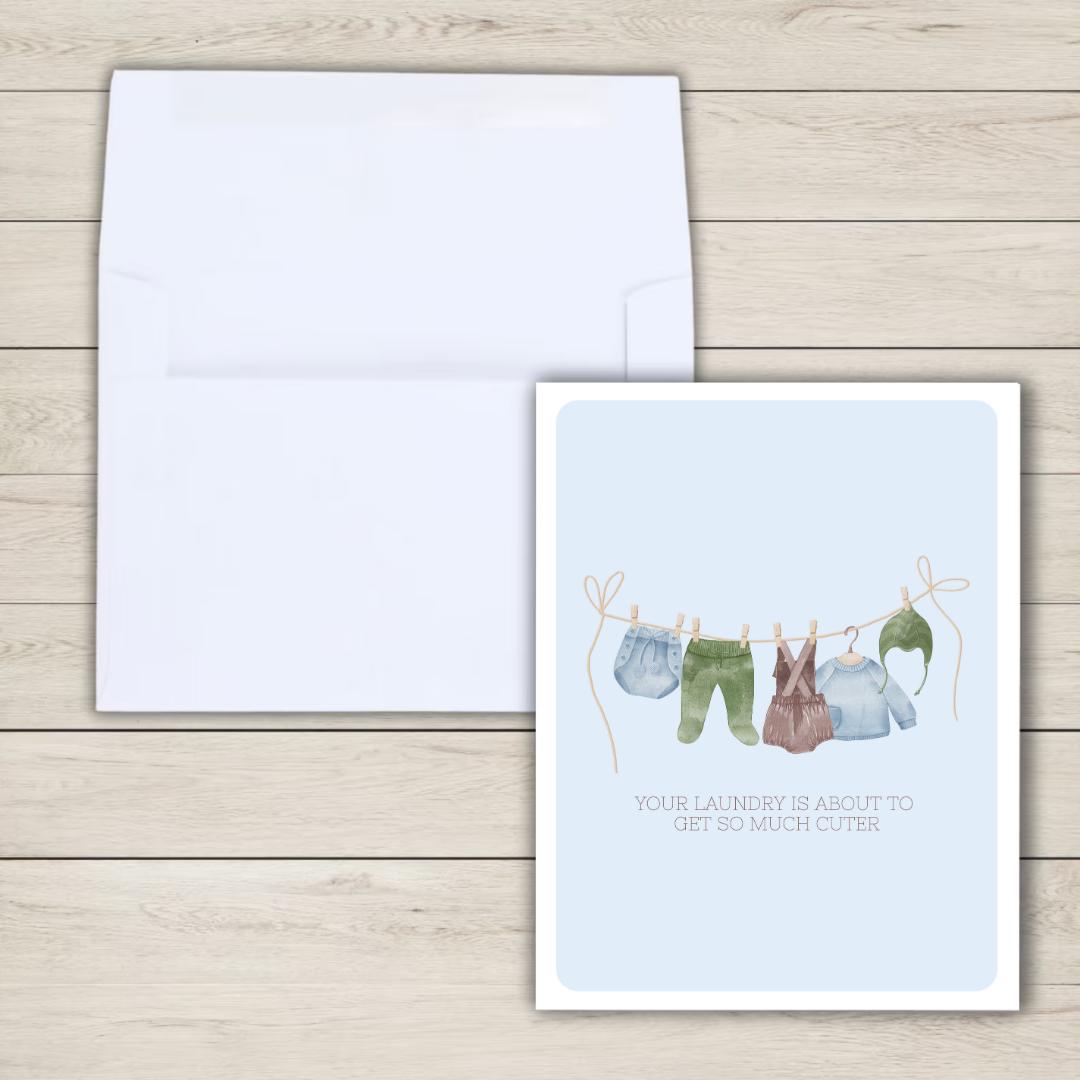 Your Laundry Is About To Get Cuter Baby Shower Card, A New Baby Card, Bestie Pregnant, Congratulations,  Daughter Niece Granddaughter Child