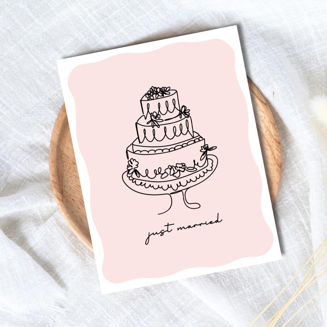 Just Married Cute Congrats Engagement Card For Newly Married or Engaged Couple, Wedding Card For Her, Engagement Card For Sister, Cousin