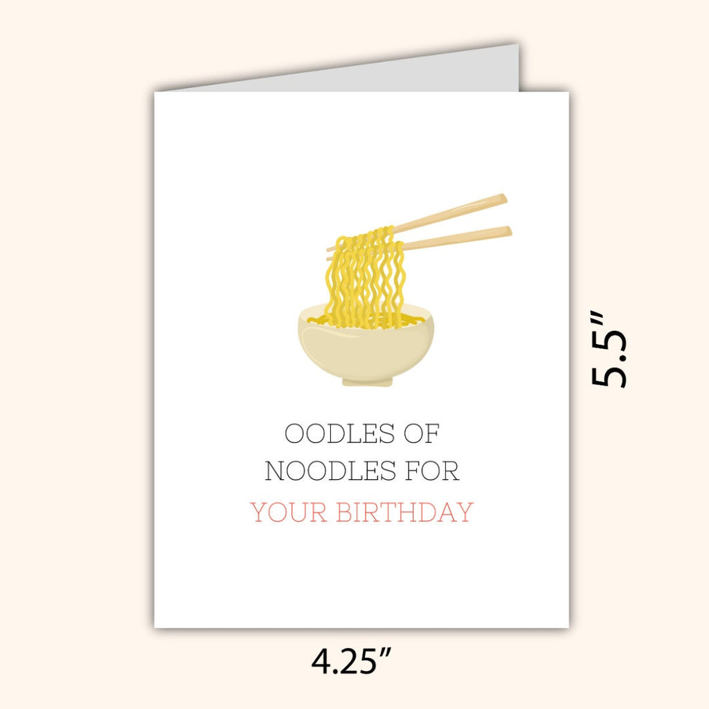 Oodles Of Noodles Birthday Card | Noodles Cup Ramen Card | Birthday Card For Husband Wife Mom Dad | Funny Birthday Card | Greeting Card