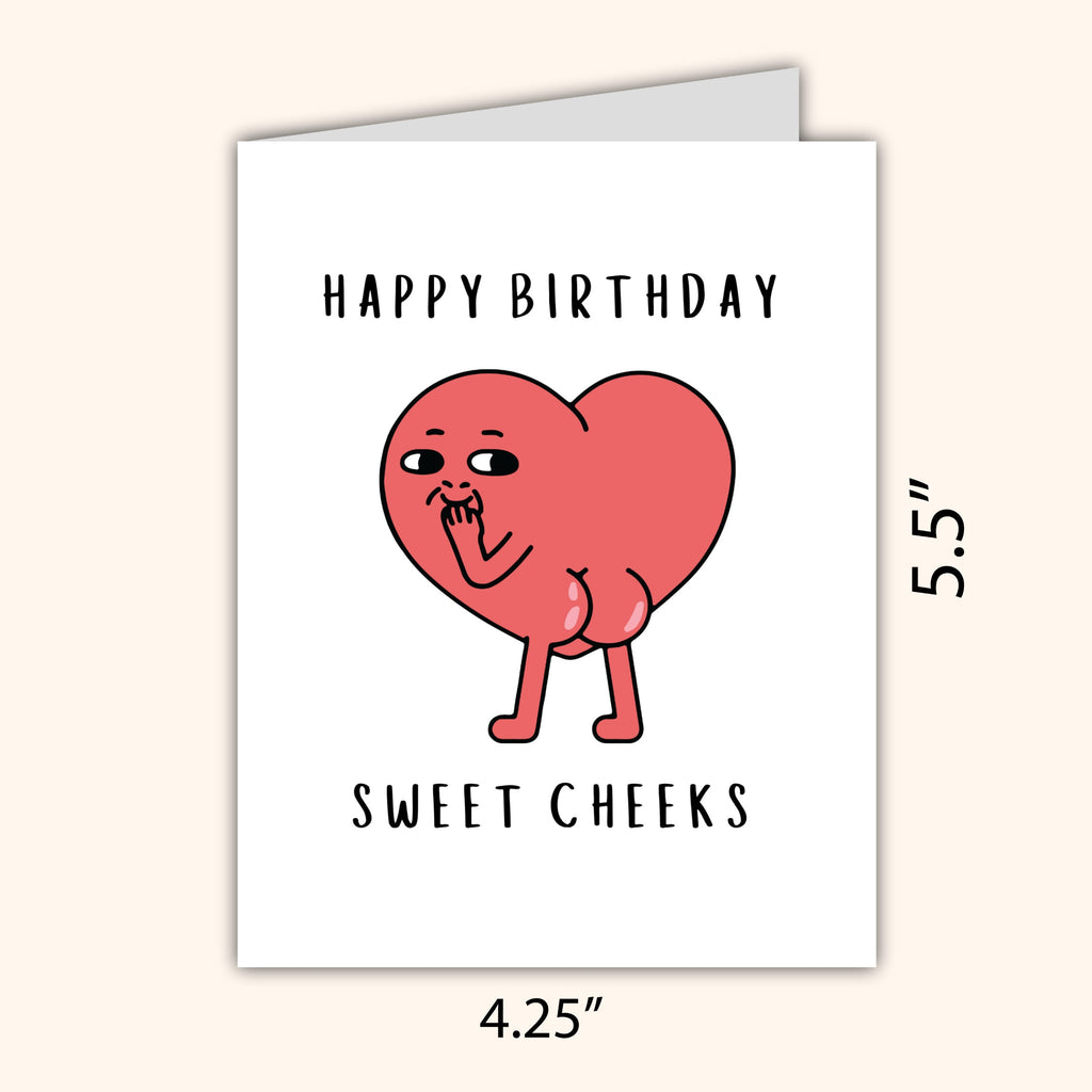 Happy Birthday Sweet Cheeks Birthday Card | Husband Birthday Card | Girlfriend Birthday Card | Wife Birthday Card | Birthday Card