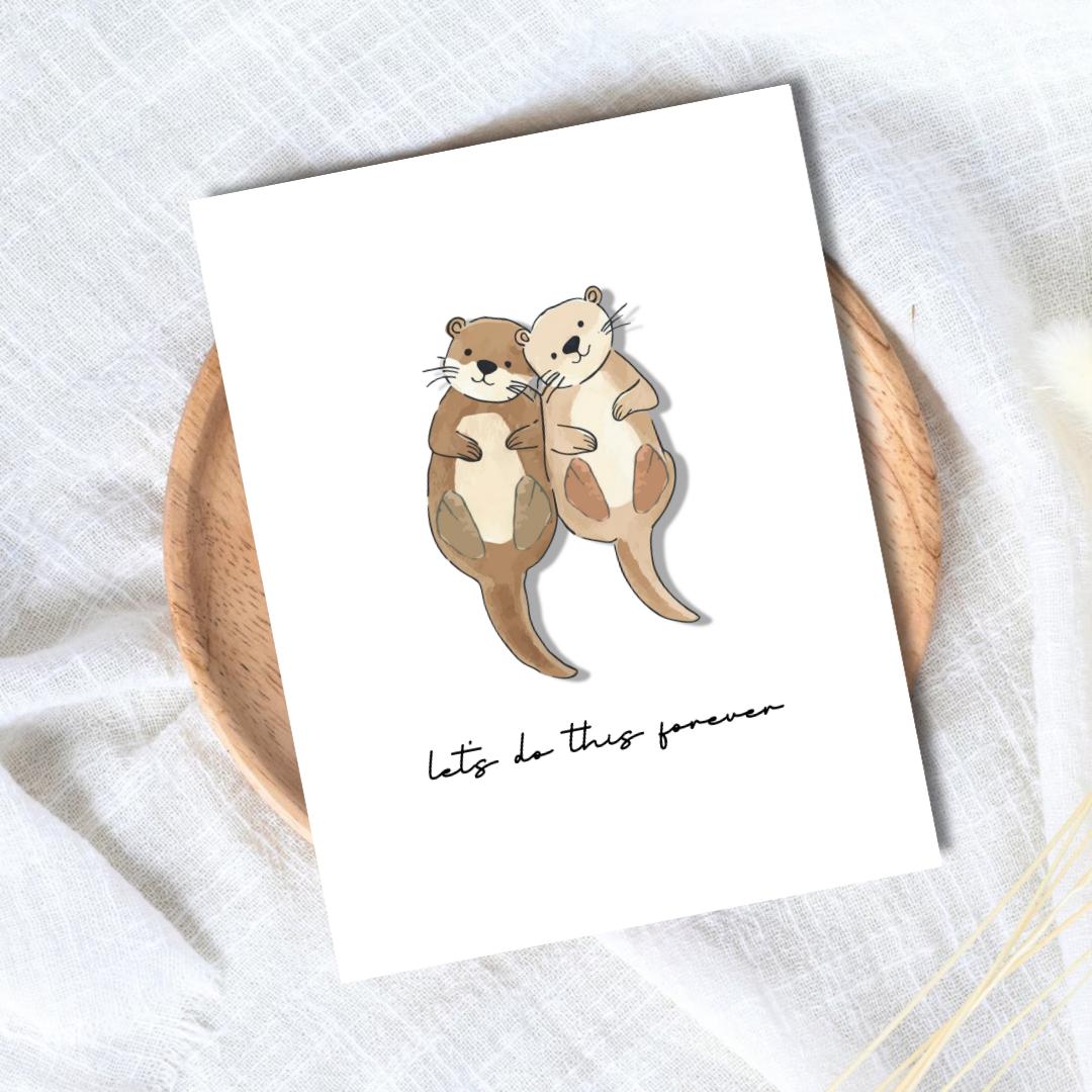 In Love Otter Card - cute and punny Valentine’s Day card by Northern Wind Creative