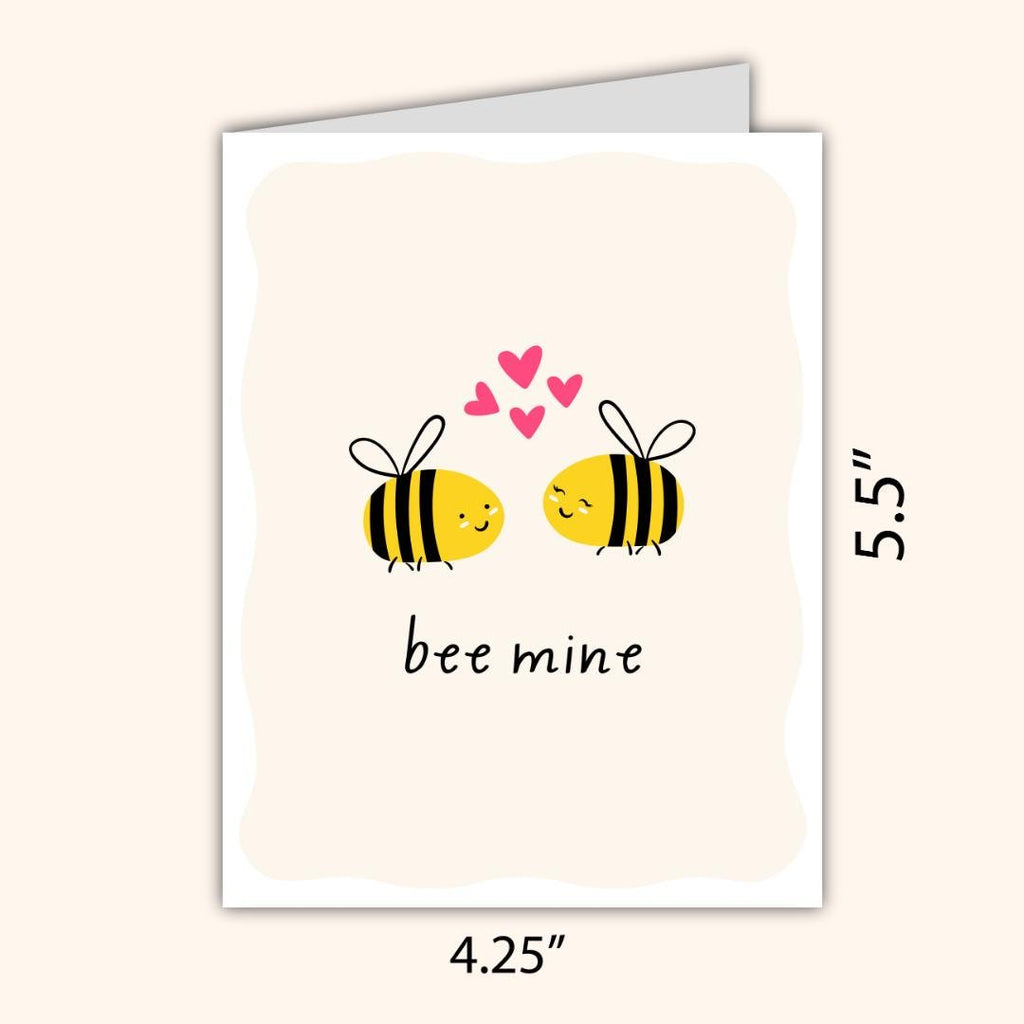 Bee Mine Valentine's Day Card | In Love Card | Valentine's Card for Her Him Wife Husband Boyfriend Fiance | Valentines Gift For Him Her