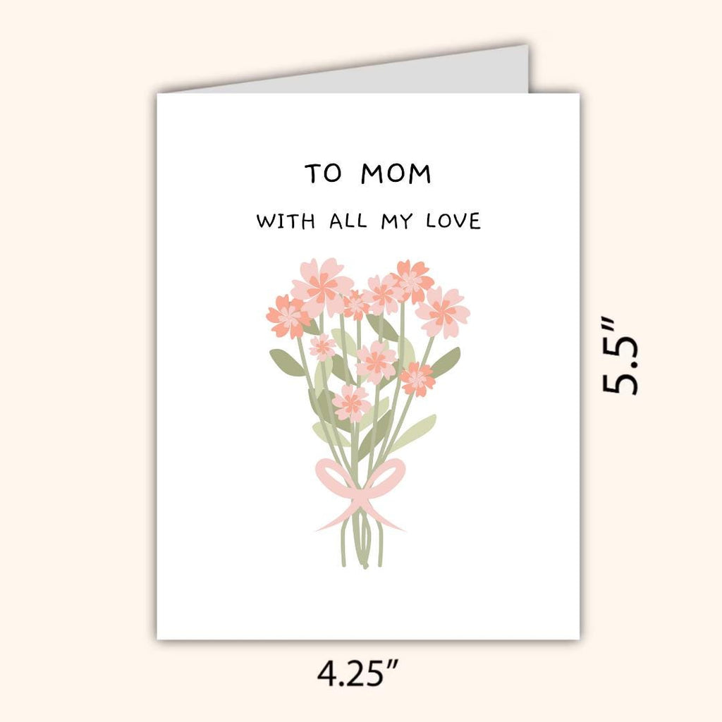 To Mom With All My Love, Happy Mothers Day Card, Card For Mothers Day, Mum Mothers Day Cards For Her, Mothers Day Card For Grandma, Nana