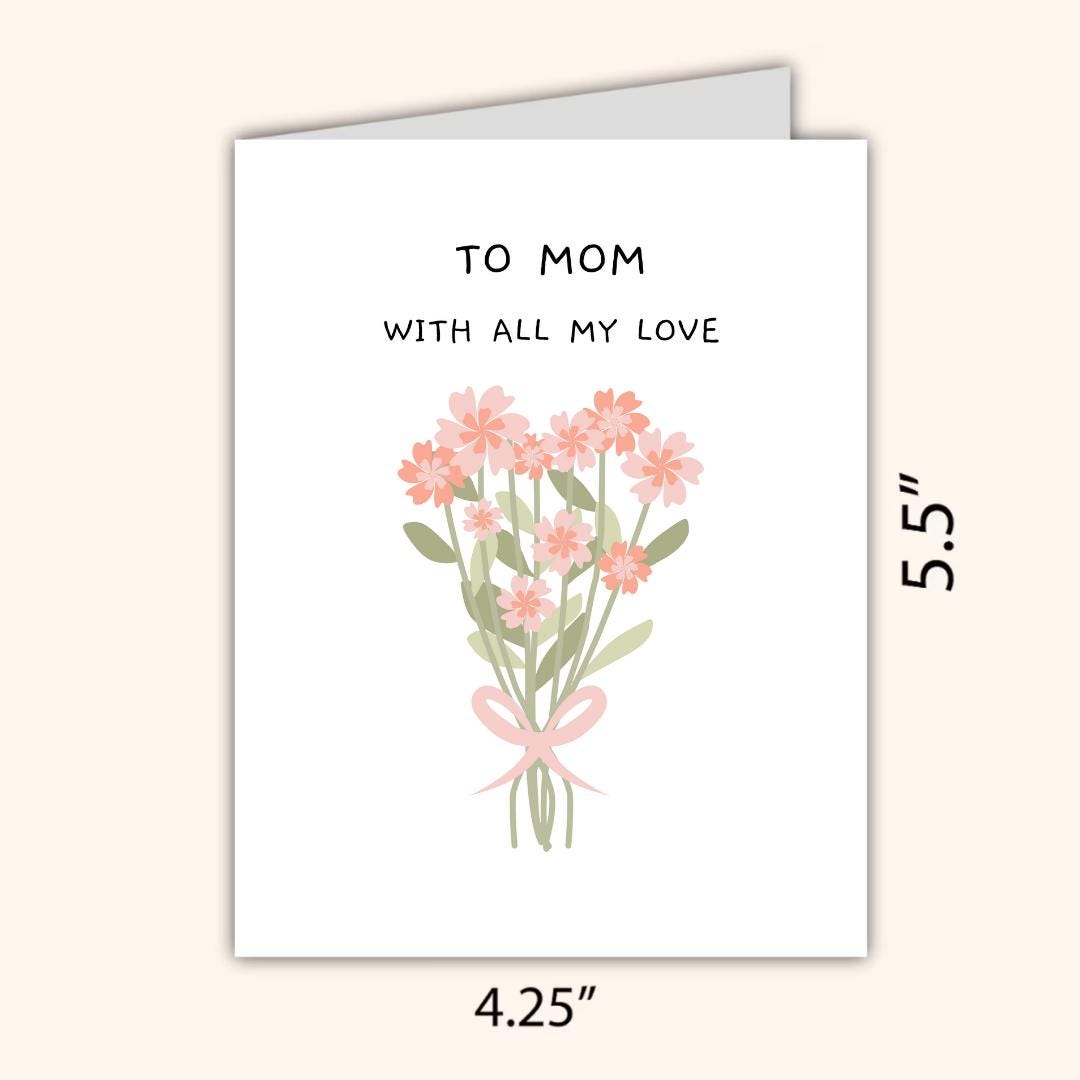 To Mom With All My Love, Happy Mothers Day Card, Card For Mothers Day, Mum Mothers Day Cards For Her, Mothers Day Card For Grandma, Nana